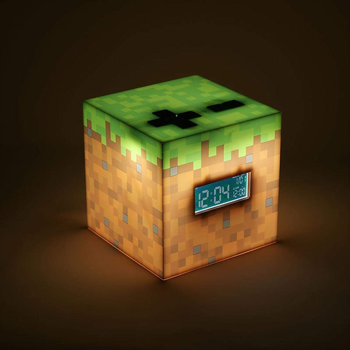 Paladone Minecraft Grass Block Digital Alarm Clock with Light