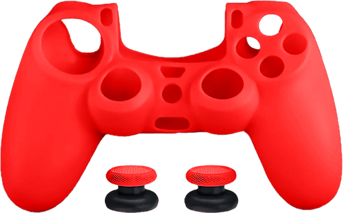 Dobe Silicone Cover Case for PS4 DualShock Controller with Analog Grips - Red