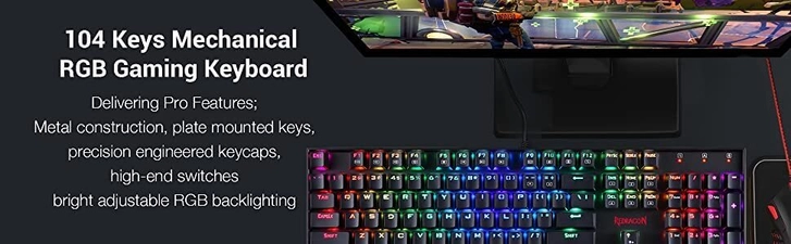 لوحة مفاتيح الألعاب الميكانيكية Redragon السلكية K551 RGB مع سويتش Cherry MX Blue