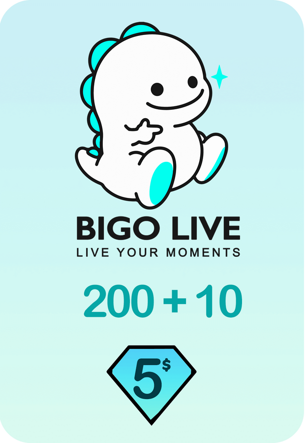 Bigo Live 200 + 10 Bonus Diamonds 5 USD Gift Card - Global
