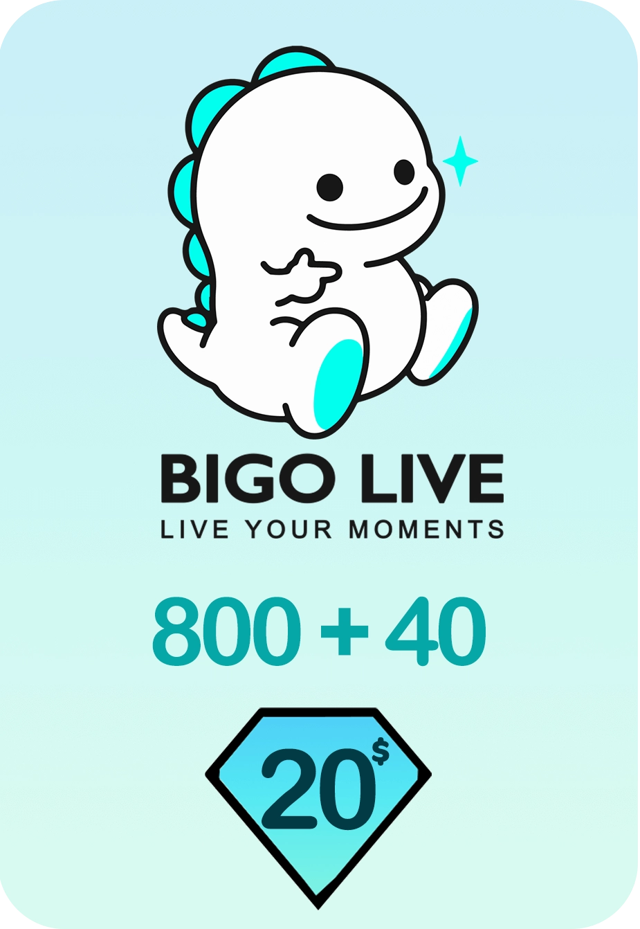 Bigo Live 800 + 40 Bonus Diamonds 20 USD Gift Card - Global  for sale in Emirates from Games2all