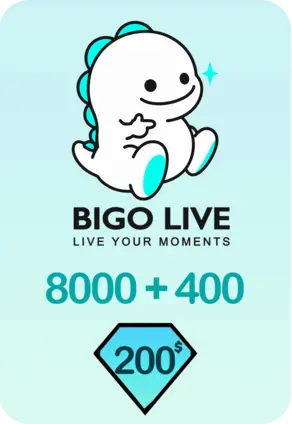 Bigo Live 8000 + 400 Bonus Diamonds 200 USD Gift Card - Global