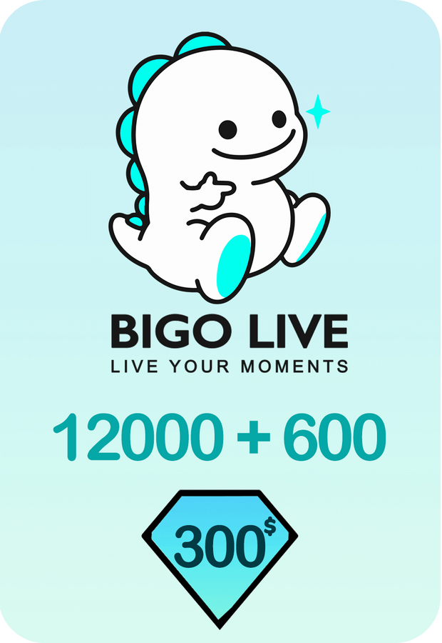Bigo Live 12000 + 600 Bonus Diamonds 300 USD Gift Card - Global