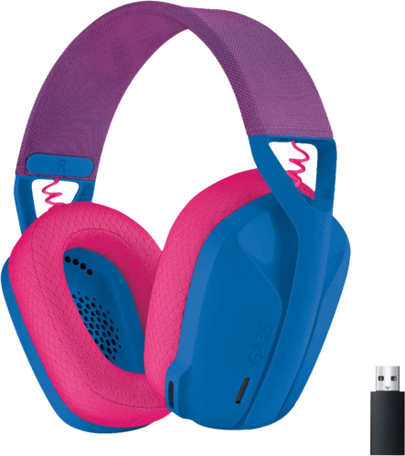 سماعة الجيمنج لوجيتك G435 اللاسلكية للكمبيوتر - زرقاء ووردية