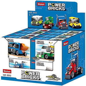 Sluban M38-B0933 Power Bricks- Pull Back Car Building Blocks (Assorted 1 Pack)